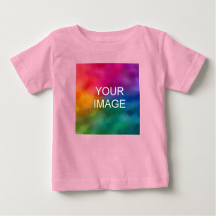 Custom Add Your Text Upload Photo Pink Fine Jersey Baby T-Shirt