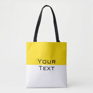 Custom Add Your Text Yellow White Shoulder Tote Bag
