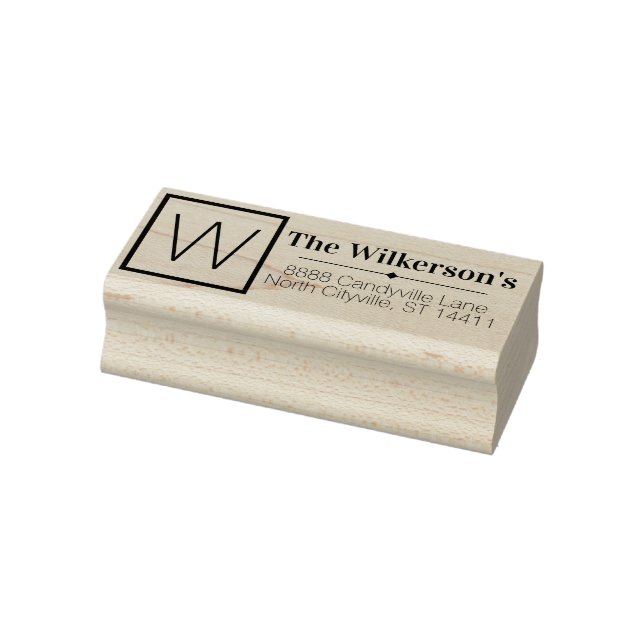 Custom Address and Name and Large Monogram Initial Rubber Stamp (Stamp)