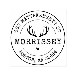 Custom Address Deer Antlers Self-inking Stamp