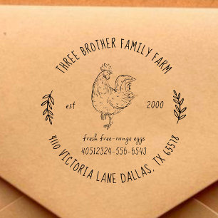 Custom Address Farm Fresh Eggs Homestead & Contact Rubber Stamp