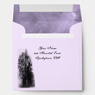 Custom Address Haunted Sky Full Moon Purple Mist Envelope