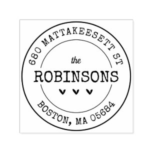 Custom Address Hearts Self-inking Stamp