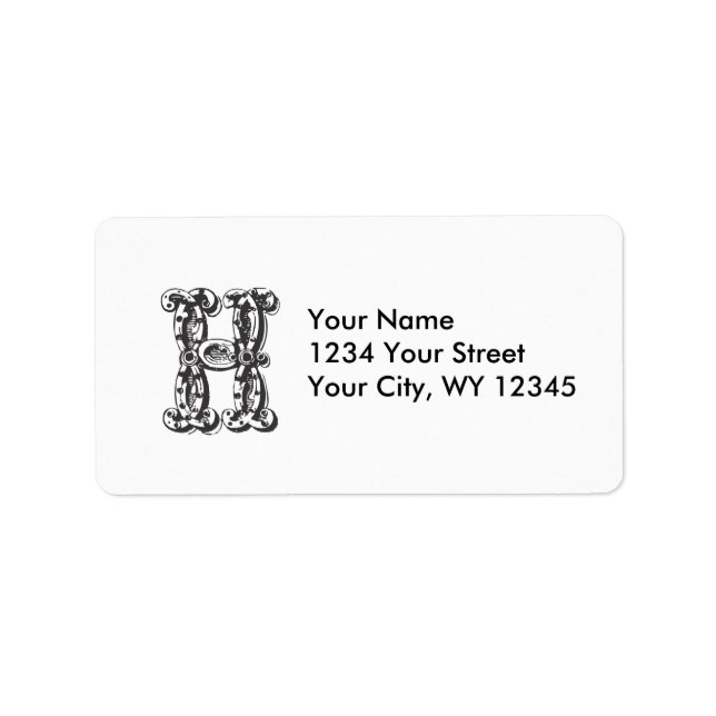 Custom Address Label Monogram Letter H (Front)