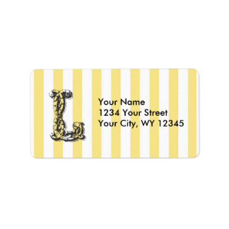 Custom Address Label Monogram Letter L With Yellow