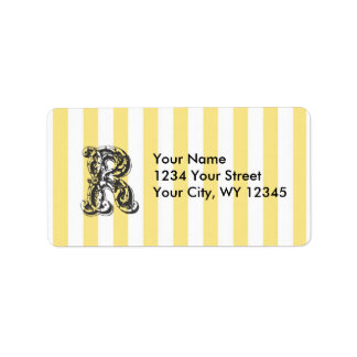 Custom Address Label Monogram Letter R With Yellow