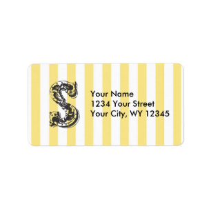 Custom Address Label Monogram Letter S With Yellow