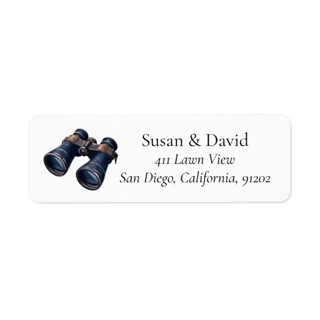Custom Address Label with Binoculars Return Address Label (Front)