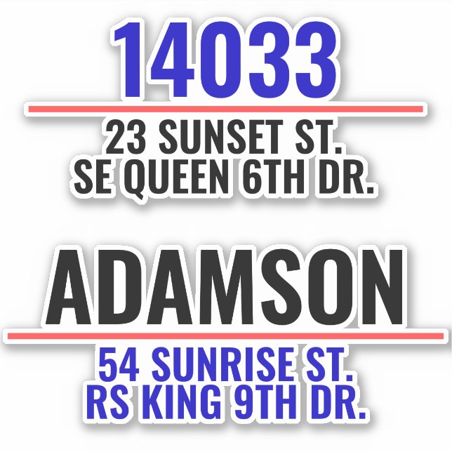 Custom Address Mailbox Numbers (Family Last Name) (Front)