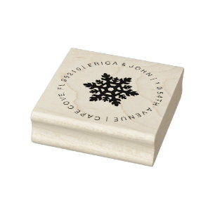 Custom address rubber stamp, snowflake rubber stamp