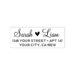 Custom address stamp with heart for weddings
