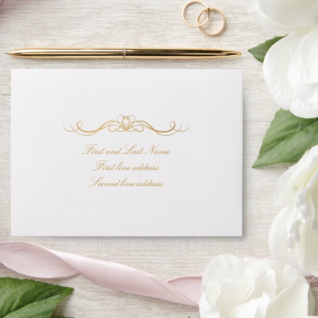 Custom Addressed Elegant Gold & White Wedding Envelope (Wedding)