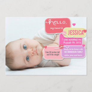 Custom adoption new baby girl announcement
