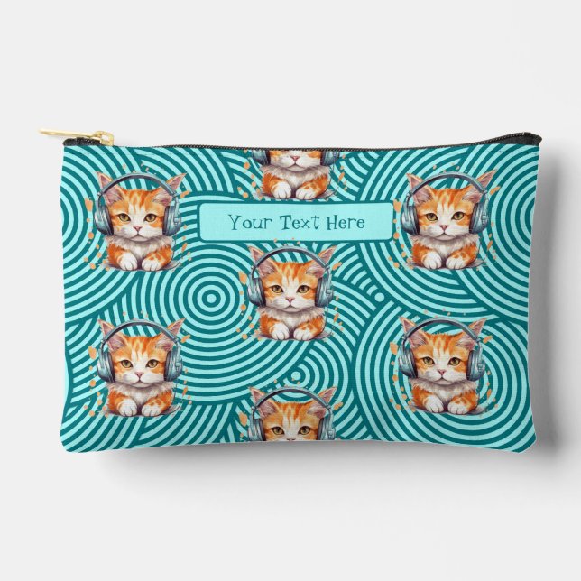Custom Adorable Cat Pencil Case Accessory Pouch (Front)