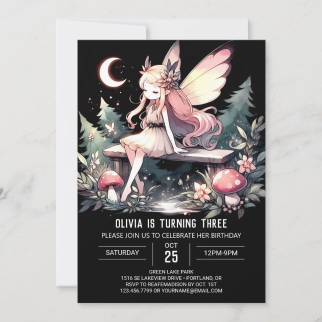 Custom Adorable Fairy Birthday Invitation (Front)