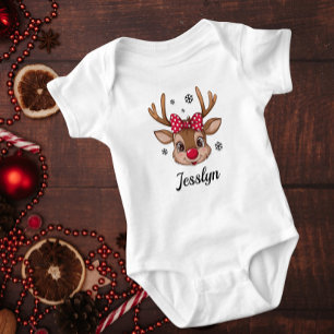 Custom Adorable Reindeer Outfit for Girls Baby Bodysuit