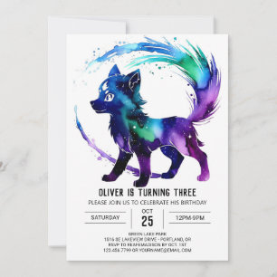 Custom Adorable Wolf Digital Boy Birthday Invitation