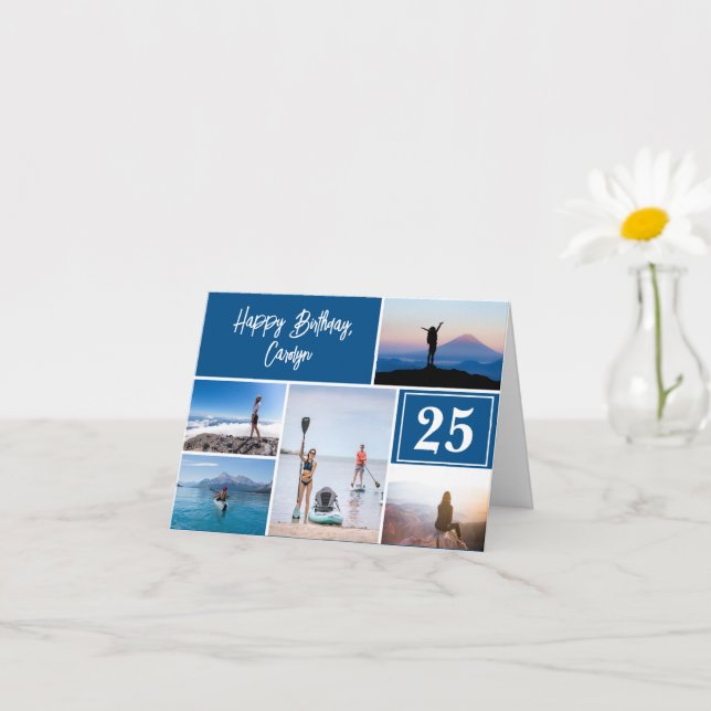 Custom Adventure-Themed 5-Photo Birthday Card (Small Plant)