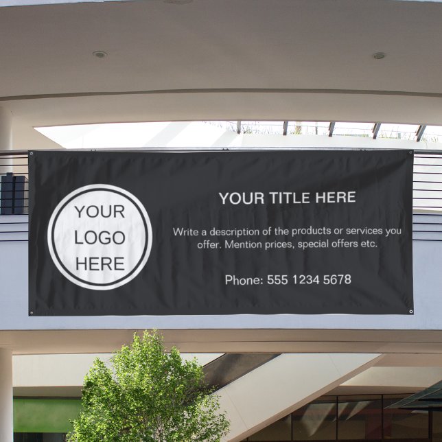 Custom Advertising Black & White Business Logo  Banner (Creator Uploaded)