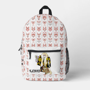 Custom Aesthetic Japanese vintage kabuki pattern Printed Backpack