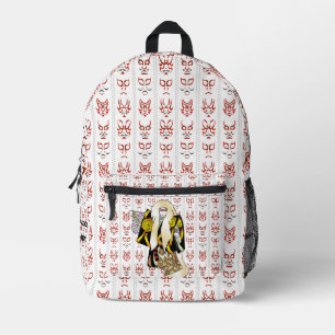 Custom Aesthetic Japanese vintage kabuki pattern Printed Backpack