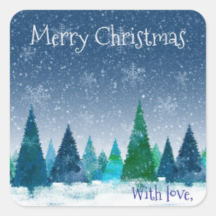 Custom Aesthetic Minimalist Christmas Tree Square Sticker