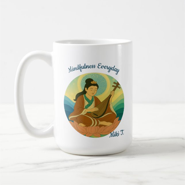Custom Aesthetic Modern Japan Lucky Goddess  Coffee Mug (Left)