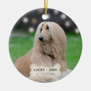 Custom Afghan Greyhound Dog Photo Ceramic Ornament