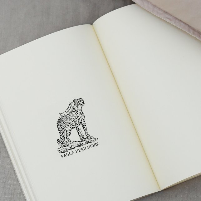 Custom African Cheetah Ex Libris Bookplate Rubber Stamp (Creator Uploaded)