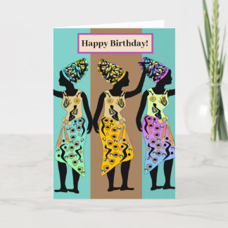 Custom Afro African Nubian Art Birthday Card