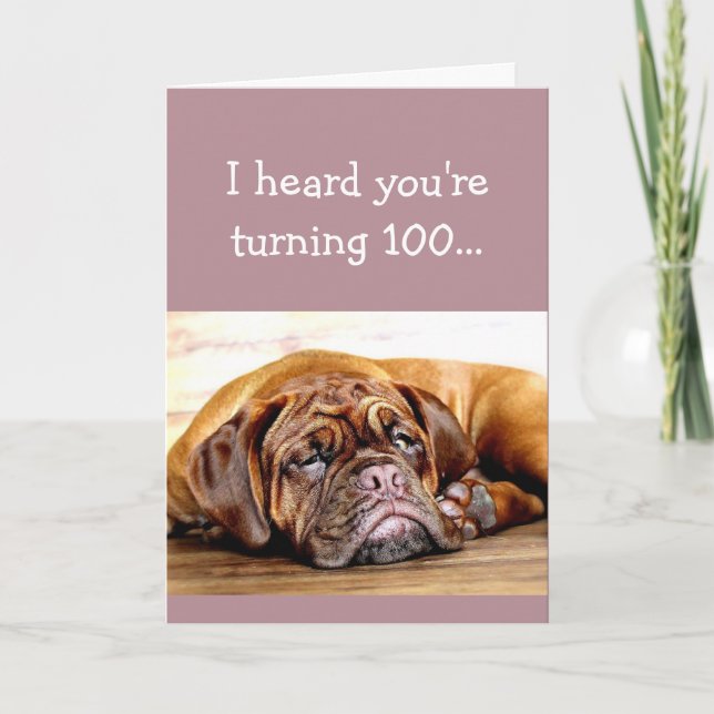 Custom Age 100th Birthday No Day Naps Sleeping Dog Card (Front)