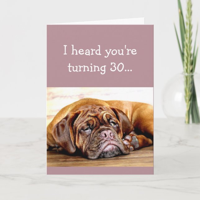 Custom Age 30th Birthday No Day Naps Sleeping Dog Card (Front)