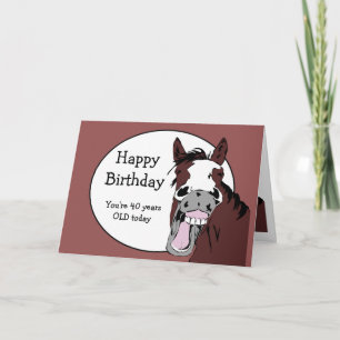 Custom Age 40th Birthday Humor with Horse Cartoon Card