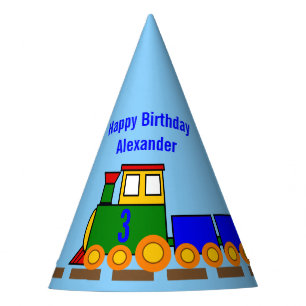 Custom Age and Name Boy's Happy Birthday Train Party Hat