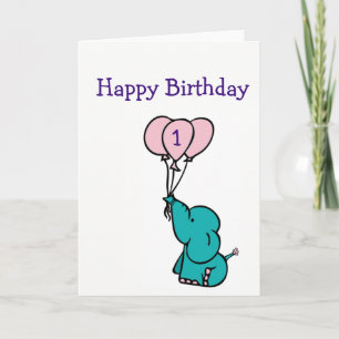 Custom Age Birthday Card - Elephant