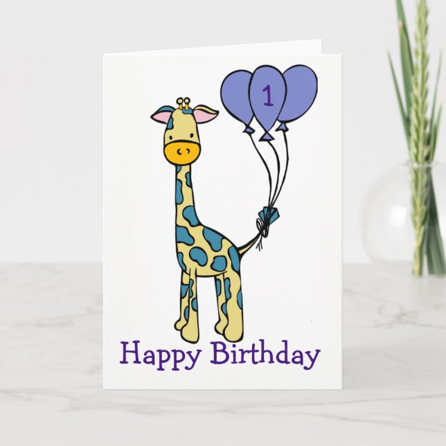 Custom Age Birthday Card - Giraffe (Front)