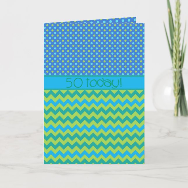 Custom Age Birthday Card: Polka Dots and Chevrons Card (Front)