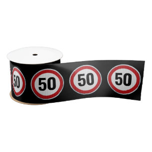 CUSTOM AGE birthday circular speed limit sign Satin Ribbon