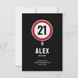 CUSTOM AGE birthday circular speed limit sign Thank You Card