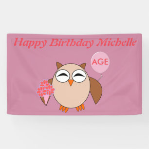 Custom Age Birthday Owl Banner