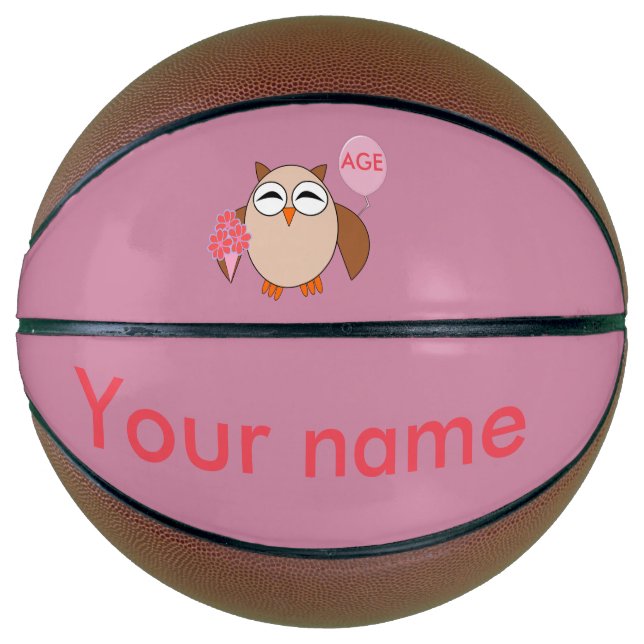 Custom Age Birthday Owl Basketballs (Front)