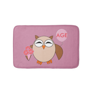 Custom Age Birthday Owl Bath Mat
