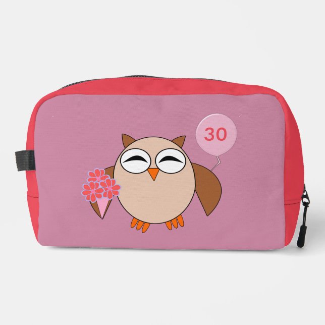 Custom Age Birthday Owl Dopp Kit (Front)