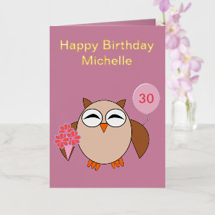 Custom Age Birthday Owl Foil Greeting Card