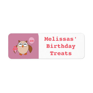 Custom Age Birthday Owl Food Labels