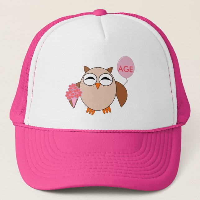 Custom Age Birthday Owl Hat (Front)