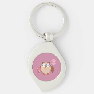 Custom Age Birthday Owl Keychain
