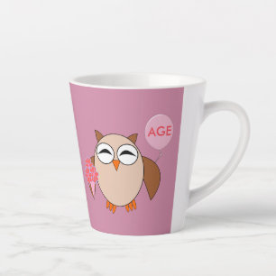 Custom Age Birthday Owl Latte Mug