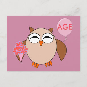 Custom Age Birthday Owl Postcard