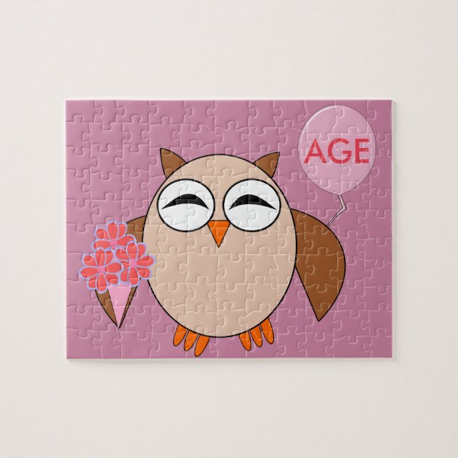 Custom Age Birthday Owl Puzzle (Horizontal)
